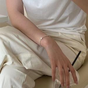 INS Dainty Cute 925 Sterling Silver Shinning Choker Bracelet with Pearl Pendant Jewelry <strong>Bangles</strong> - Product Image 5