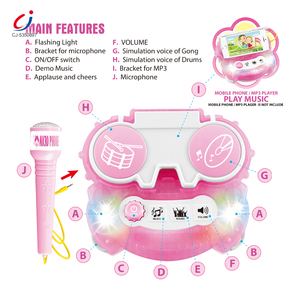Juguete Musical Chengji con Luces, Micrófono Doble para Niños con Soporte, <span class=keywords><strong>Karaoke</strong></span>, <span class=keywords><strong>Canciones</strong></span>, Instrumento Musical - Product Image 3