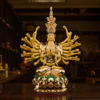 Statue de Bouddha Guanyin Bodhisattva à mille mains et mille yeux en cuivre pur doré de Taïwan Shengfan, ornements de culte
