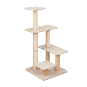 Cat Trees 4 Levels Beige Sisal Minimalist Durable Climbing Frame For Cats - Product Image 5