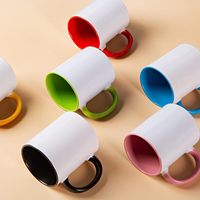 Tasse à café en céramique de 11 onces en vrac en gros avec couleurs à l'intérieur et poignée Tasses blanches classiques de sublimation de 11oz logo personnalisé