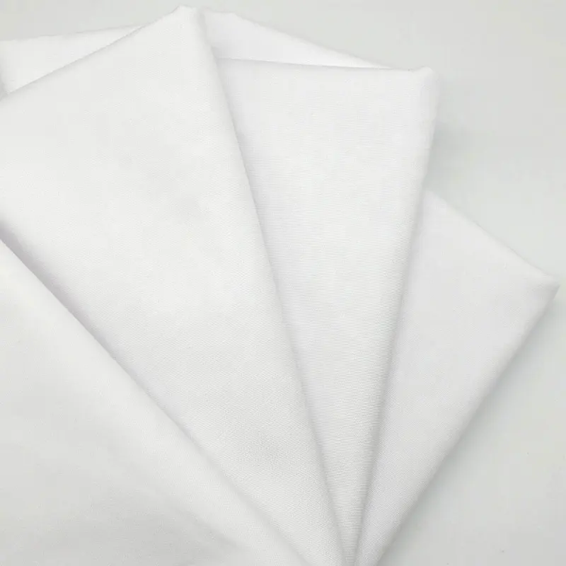 Wholesale bleached poly cotton plain woven white lab coat fabric