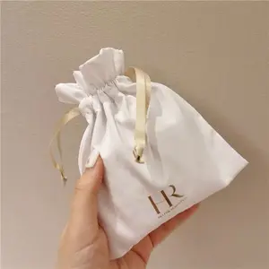 Benutzer definiertes Logo Soft Printing Samt Kosmetik Staubbeutel Taschen Kleine Luxus Seiden schmuck Verpackung Geschenk Kordel zug Taschen