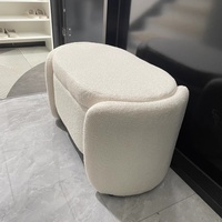 Banc de rangement capitonné en tissu, style luxe léger, en bois, pour chambre, entrée, magasin de vêtements - Banc à chaussures domestique