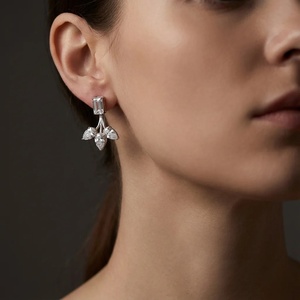 Boucles d'oreilles en diamant émeraude et poire deux-en-un - Or 9k, 14k, 18k - Product Image 2
