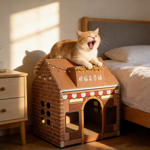 Casa para Gatos de Interior y Exterior, Caseta de Papel para Gatos con Puertas Exteriores - Casa de Papel para Gatos Adaptable al Clima para Uso en Exteriores - Product Image 1