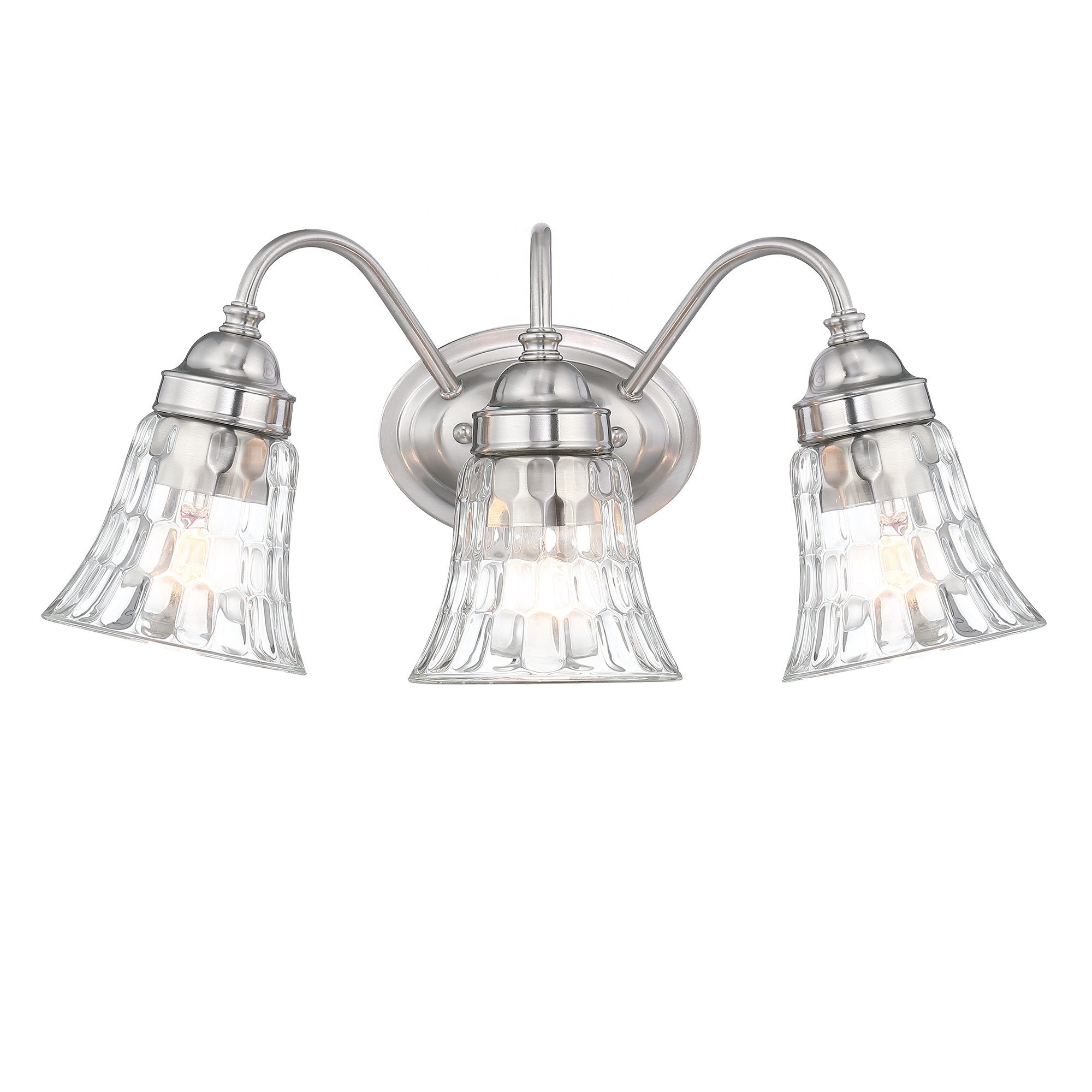 Modern Vanity Light Brushed Nickel Bathroom Light Fixtures Wall Light Over Mirror Wall Sconces with clear Water Glass Shades
