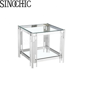 Tavolino <span class=keywords><strong>da</strong></span> Caffè Moderno <span class=keywords><strong>in</strong></span> <span class=keywords><strong>Vetro</strong></span> <span class=keywords><strong>Temperato</strong></span> Effetto Marmo con Struttura <span class=keywords><strong>in</strong></span> Acciaio Inossidabile - Pezzo Centrale di Lusso per Soggiorno - Product Image 6