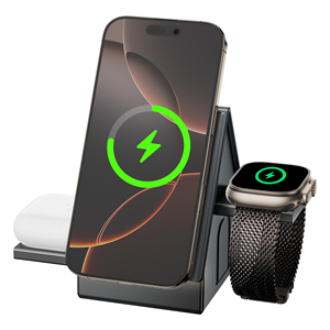Chargeur sans fil magnétique <span class=keywords><strong>3</strong></span>-en-1 à <span class=keywords><strong>commande</strong></span> <span class=keywords><strong>tactile</strong></span> 15W, design maison avec veilleuse chaude pour téléphone, montre et écouteurs, logo personnalisé OEM - Product Image 3