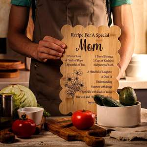 Planche à découper festonnée en bambou, planches à charcuterie décoratives avec recette imprimée, poème floral pour femmes, présentoir de cuisine - Product Image 2