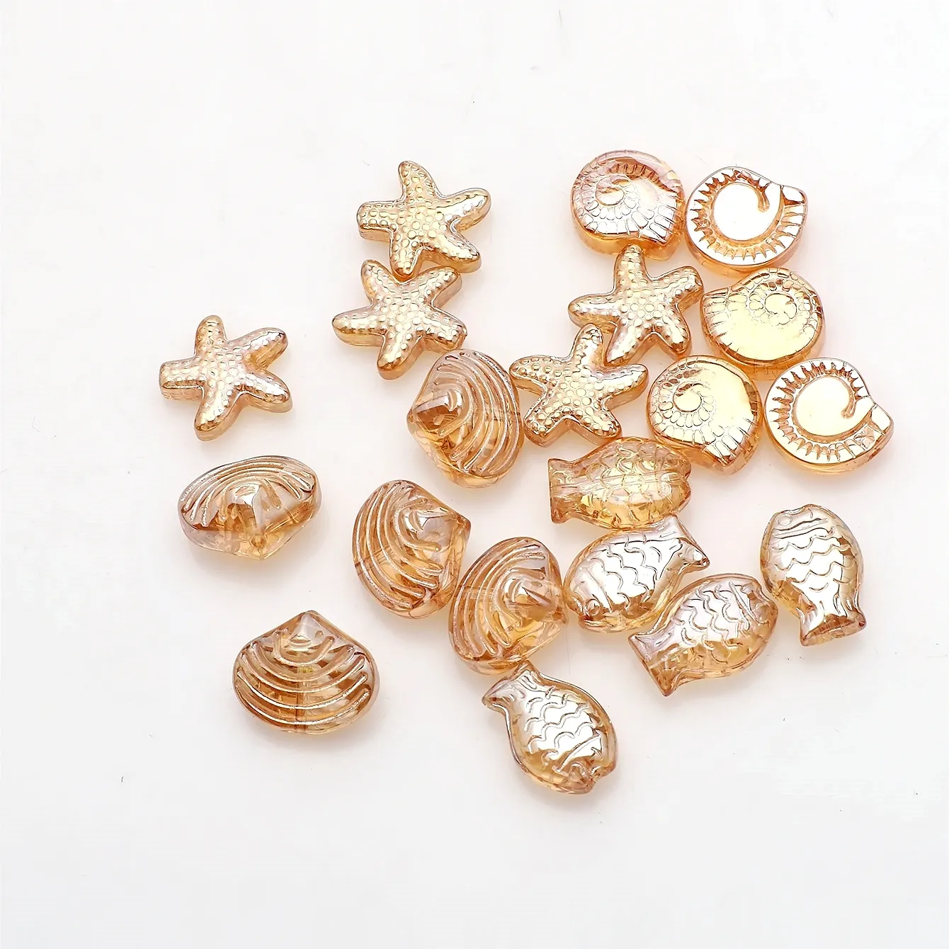 ZHB Estilo Marinho Champagne Iris Mix Contas De Vidro Starfish Shell Oceano Animais Cristal Loose Beads para Fazer Jóias Artesanato DIY