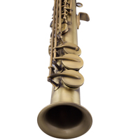 Saxophone soprano droit en Si bémol en laiton avec gravures manuelles, modèle TSSS-650L de la marque TaiShan, finition bronze antique à pois