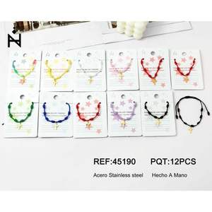 Pulsera de cuentas de acero inoxidable con cruz dorada, joyería religiosa hecha a mano, regalo unisex - Product Image 1