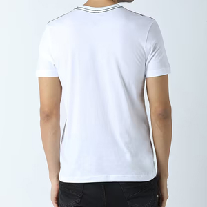 Men's White <b>Geometric</b> Print Short Sleeve O-Neck T-<b>Shirt</b> Casual Regular Fit Cotton Jersey Breathable Streetwear Top - Product Image 3