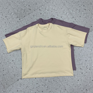   เสื้อยืดคุณภาพสูงสำหรับทุกเพศ ผลิตแบบตัดเย็บตามสั่ง เสื้อยืดโอเวอร์ไซส์ทรงบ็อกซี่ เสื้อยืดผ้าฝ้ายเปล่าแบบครอป - Product Image 2