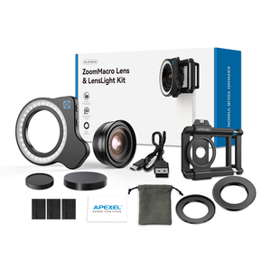 <span class=keywords><strong>Apexel</strong></span> 10-20X Zoom Macro LensLight <span class=keywords><strong>Kit</strong></span> pour la photographie vidéo, les plantes, les insectes, les cils beauté Macro Lens - Product Image 3