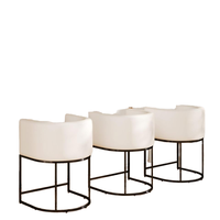 Tabourets de bar modernes blancs à hauteur de comptoir, 24 pouces, en cuir PU, tabourets de bar de cuisine, cadre tubulaire en métal noir, soldes