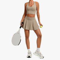 Ensemble deux pièces pour femme : débardeur de tennis imprimé respirant à séchage rapide et mini-jupe taille haute anti-exposition, coupe ajustée et polyvalent