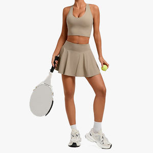 Ensemble deux pièces de sport pour femme : débardeur et mini-jupe de tennis moulante taille haute, anti-exposition, polyvalent pour le fitness - Product Image 3