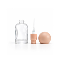 Flacon pompe en verre personnalisé avec logo, 50 ml, forme irrégulière mignonne, avec couvercle en forme de boule, pour crème visage, sérum, fond de teint liquide BB