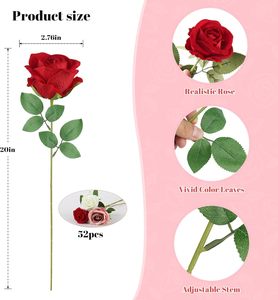 <b>Artificial</b> Roses Bulk <b>White</b> Rosy Silk Rose 36/52pcs Fake <b>Flowers</b> Decoration for Wedding Table Centerpieces Bridal Bouquet - Product Image 3