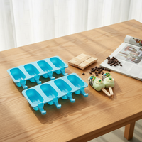2 moules à glace et à sucettes en silicone sans BPA, compatibles lave-vaisselle, pour la fabrication de glaces maison avec 100 bâtonnets en bois (bleu)