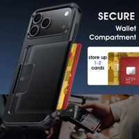 Funda Protectora para Teléfono 2 en 1 con Ranura para Tarjetas, Deslizable, de TPU, Protección Completa a Prueba de Golpes para iPhone 18 17 Air 16 15 Plus Pro Max