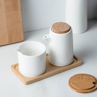 Japanese Style Ceramic Seasoning & Condiment Set with Spout for Kitchen Use Oil Soy Sauce Vinegar Salt