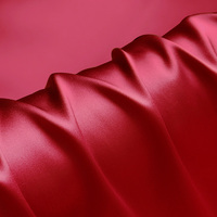 Tissu Charmeuse 100% Soie de Mûrier 16MM, Largeur 45 pouces, Couleur Rouge, Respirant, pour Robes de Mariage, Taies d'Oreiller et Doublures