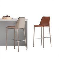 Tabouret de bar moderne minimaliste de style américain, chaise haute de 55 cm avec structure en acier, pour bar à domicile ou comptoir d'accueil HD-702