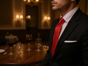 Elastic <b>Tie</b> 6.5*28cm Bright Red Solid <b>Polyester</b> Pre-Tied Party Caravats - Product Image 2