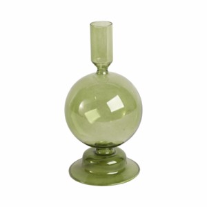 Portacandele in vetro a forma di globo verde per centrotavola decorativo - Product Image 1