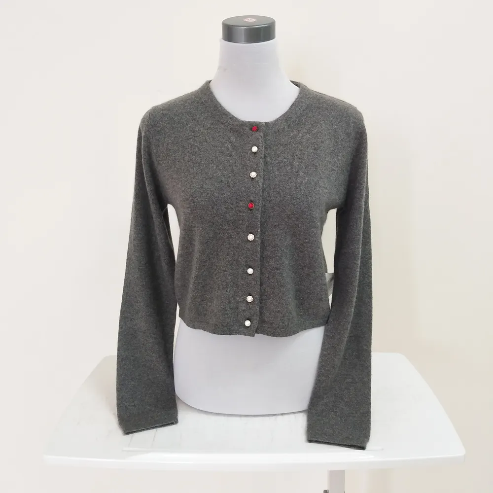 Spring New Fashion Style girl's cashmere cardigan crop-top cashmere cardigan with colorful button.