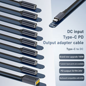 Câble <span class=keywords><strong>d</strong></span>'<span class=keywords><strong>alimentation</strong></span> 100W PD à charge rapide, DC femelle vers Type-C mâle, 17 modèles, entrée 5V/9V/20V, <span class=keywords><strong>cordon</strong></span> court <span class=keywords><strong>portable</strong></span> pour ordinateurs portables - Product Image 1