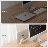 Support vertical pour ordinateur portable en acrylique poli sur mesure, organisateur gain de place, station d'accueil invisible pour MacBook, présentoir de bureau pour ordinateur portable