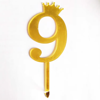 Pas cher 10pcs Pack Nouveau Numéro d'Or Joyeux Anniversaire Gâteau Topper Acrylique Numéro Gâteau Topper Dessert Table Gâteau Décoration