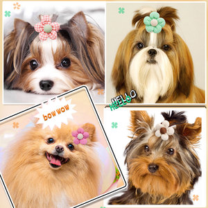 2025 nuevos accesorios para el cabello de perro mascota lindo lazo dulce banda de goma hecha a mano cachorro flor para perros accesorio - Product Image 4