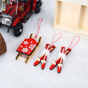Adornos de Trineo de Madera Pintados en Forma de Arco, Decoraciones Colgantes para Árbol de Navidad, Juego de Caja de Regalo - Product Image 4