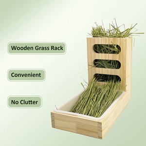 Alimentador de alimentos de madera personalizado, dispensador de heno de conejito de <span class=keywords><strong>Chinchilla</strong></span>, soporte para hierba de animales pequeños, alimentador de heno de conejo con caja de arena - Product Image 4