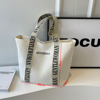 Sac fourre-tout en toile robuste en coton 12 oz, noir et blanc uni, avec fermeture éclair, pour la vente en gros
