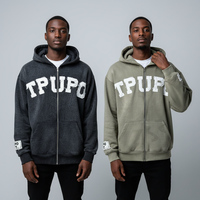 Sweat à capuche court vintage pour hommes personnalisé coton éponge français Streetwear en détresse broderie Patch lavage à l'acide fermeture éclair impression en relief