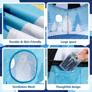 เต็นท์เด็กเล่นรูปเพนกวินแบบป๊อปอัพจากโรงงานอินโดนีเซีย พร้อมไฟดาว สำหรับเด็กวัยหัดเดิน เด็กชาย เด็กหญิง อายุ 3-8 ปี - Product Image 5