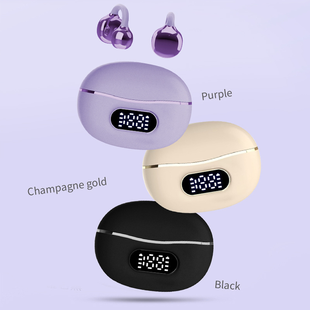 Custom logo OWS Wireless Stereo Earbuds BT V5.4 Sports TWS Headphones Gaming Open Ear Earphones with LED Display