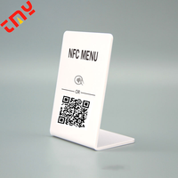 Table de restaurant personnalisée en acrylique à code QR pour médias sociaux avec menu NFC pour usage public