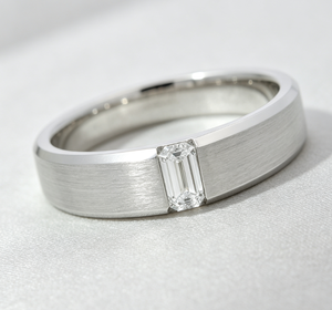 Minimalist <b>Mens</b> <b>Emerald</b> Cut Lab Created Diamond Band 10K White Gold 0.3ct Channel Setting Ready To Ship Daily Wear Fine <b>Ring</b> - Product Image 4