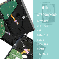 Disque dur de surveillance pour serveur ST8000VX009 8 To 3,5 pouces reconditionné SATA 6 Gbit/s 256 Mo de cache 5400 tr/min 24/7 NVR DVR CMR