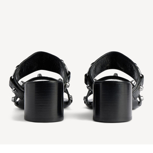 Sandalias de cuero con tacón de bloque y tachuelas para mujer, con múltiples correas y hebillas, estilo atrevido, venta al por mayor, OEM, personalizadas - Product Image 6