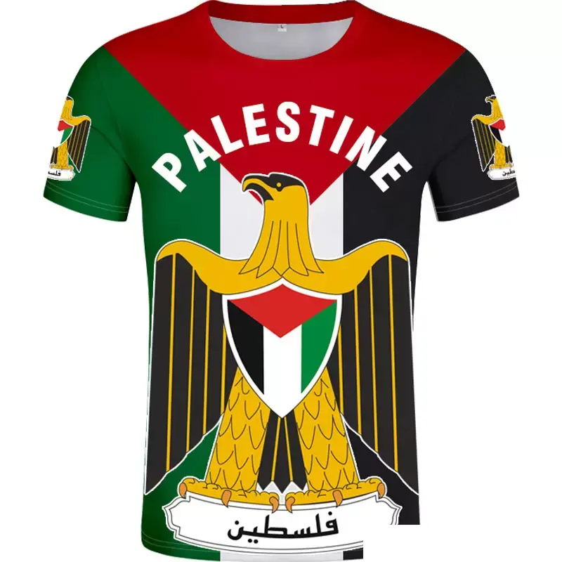 T-shirt firmate con stampa bandiera della palestina per uomo T-shirt con Logo personalizzato di alta qualità per T-shirt da uomo moda Casual estiva da uomo