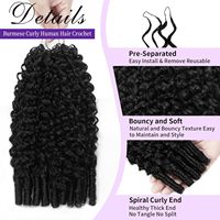 Extensions de cheveux humains vierges pré-bouclées, boucles birmanes, tresses au crochet, douces comme des plumes, extensions de cheveux au crochet invisibles