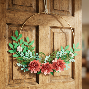 Corona Floral Hecha a Mano, Flores Decorativas Redondas, Estilo Romántico, Paquete Individual Sin Iluminación, Fácil Instalación - Product Image 5